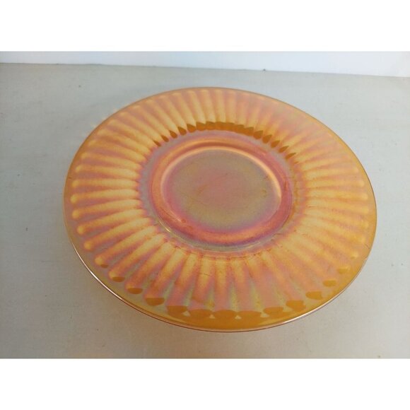 4 Imperial Smooth Rays Marigold Iridized 8" Salad Plates - Picture 3 of 3